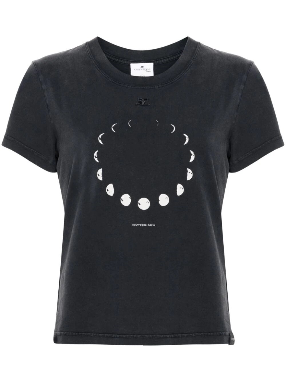 Courrèges Moon-phases-print Cotton T-shirt In Black  