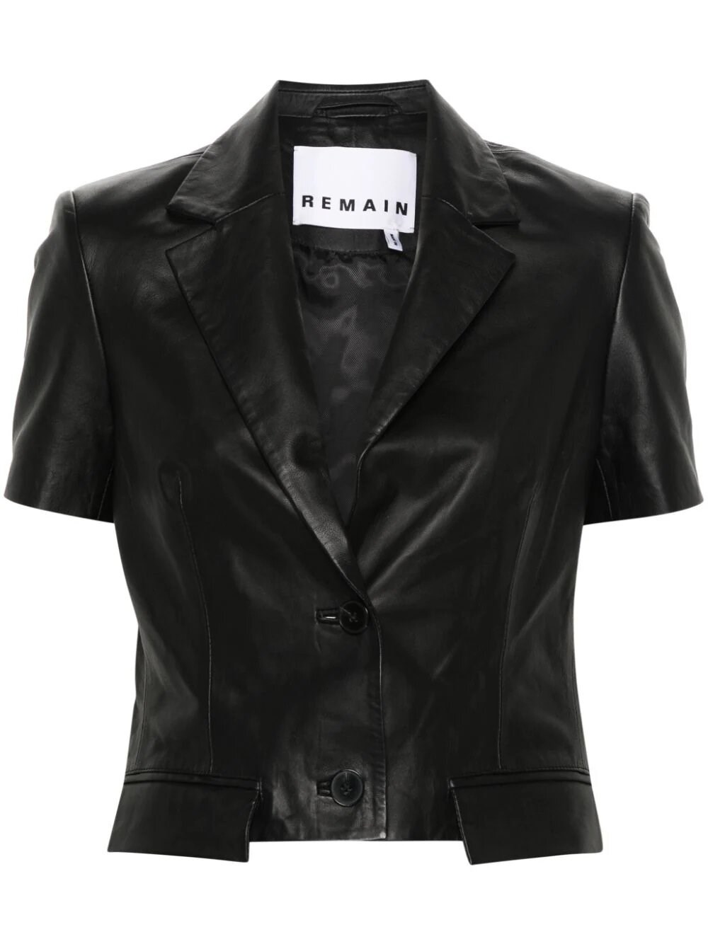 Shop Remain Fitted Leather Blazer In Black  
