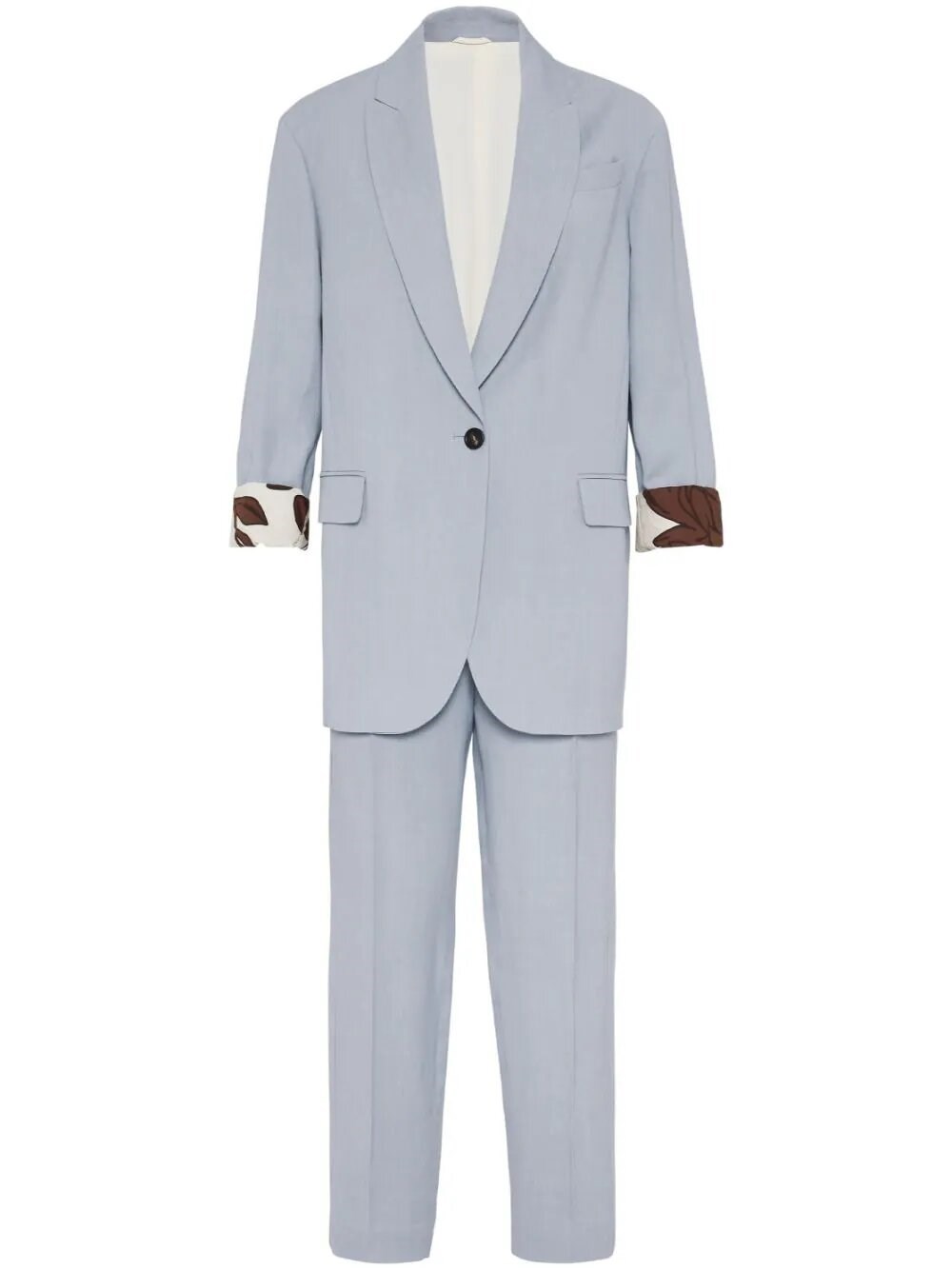 Shop Brunello Cucinelli Viscose And Linen Fluid Twill Matching Set With Mon In Gray