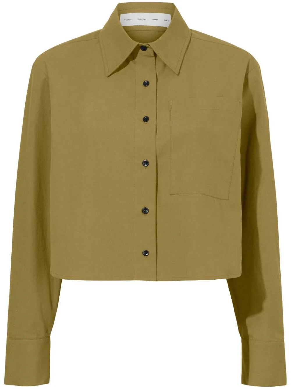 Proenza Schouler White Label Long-sleeve Poplin Cropped Shirt In Green