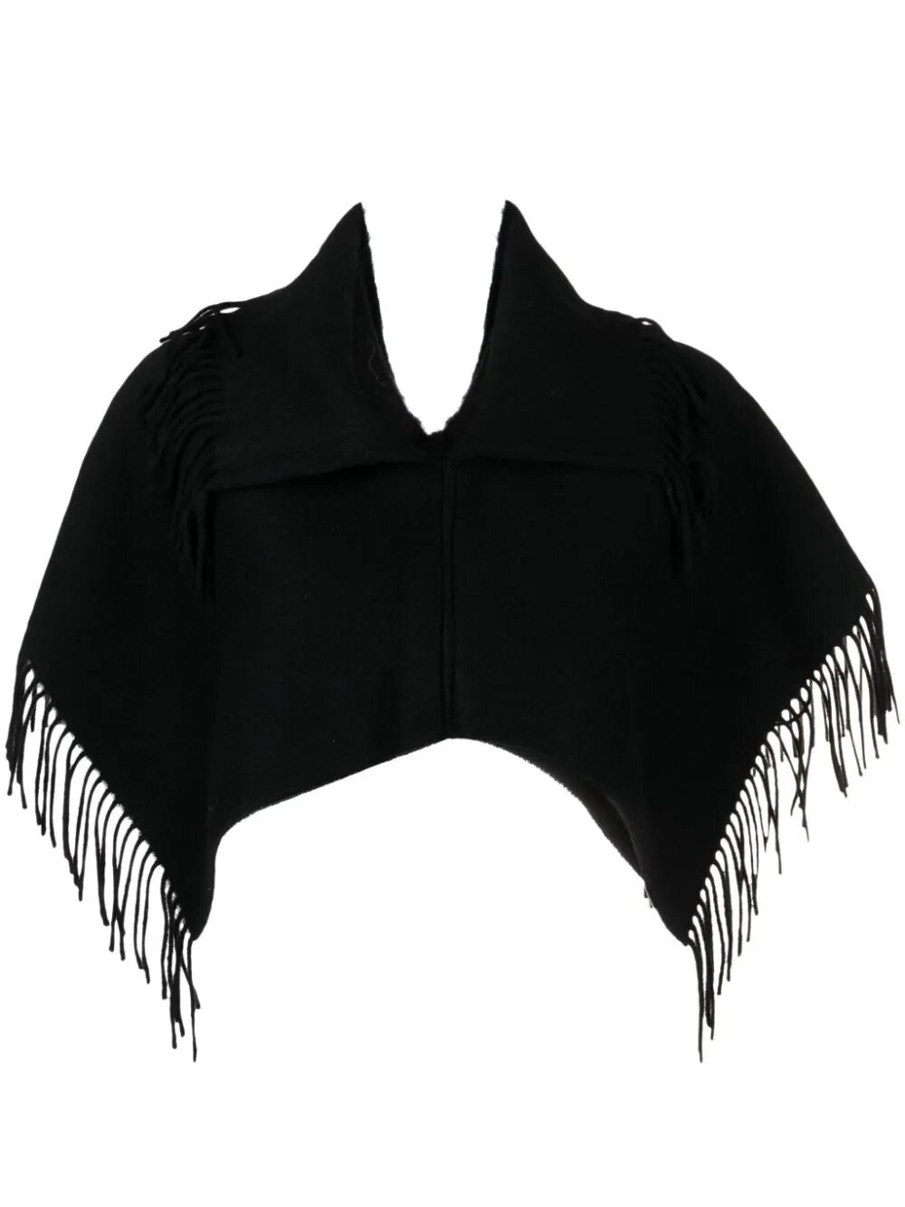 Shop By Malene Birger Turtla Wool Fringe Bib In Black  