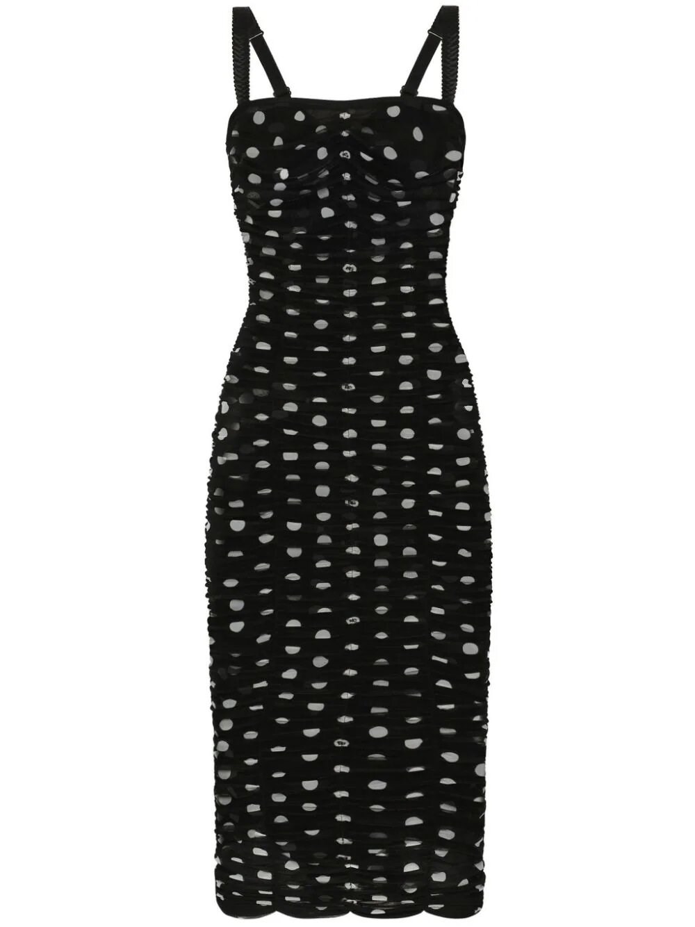 Shop Dolce & Gabbana Polka Dots Dress In Black  