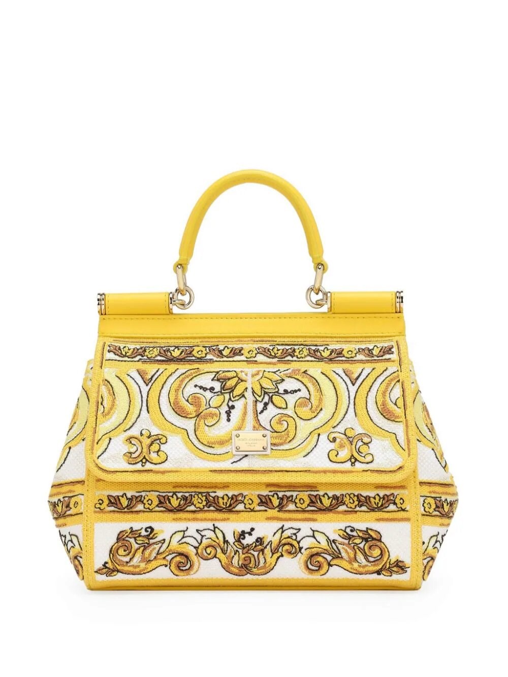Dolce & Gabbana Majolica Embroiderymedium Sicily In Yellow