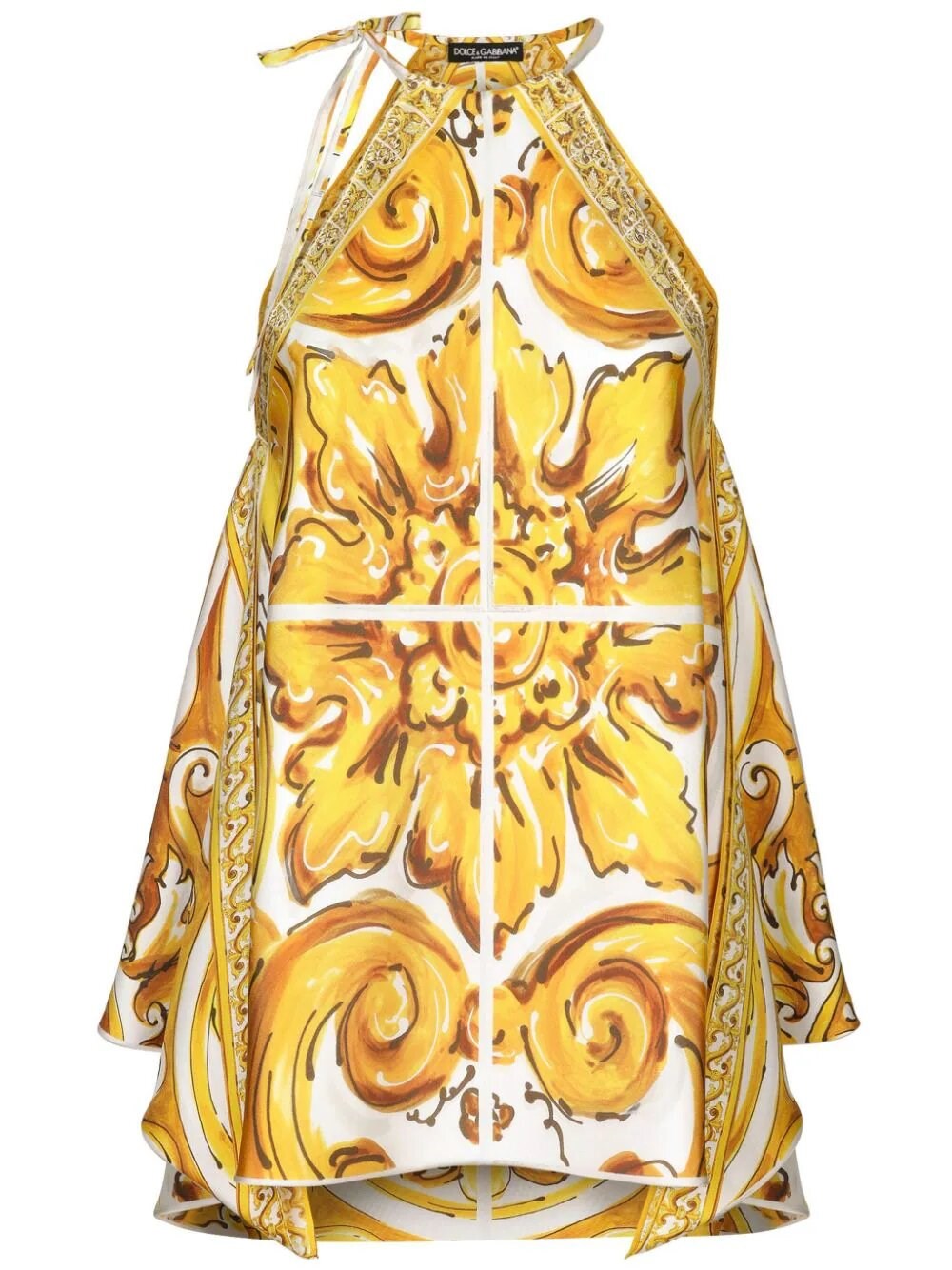 Dolce & Gabbana Neckholder-top Mit Print In Yellow