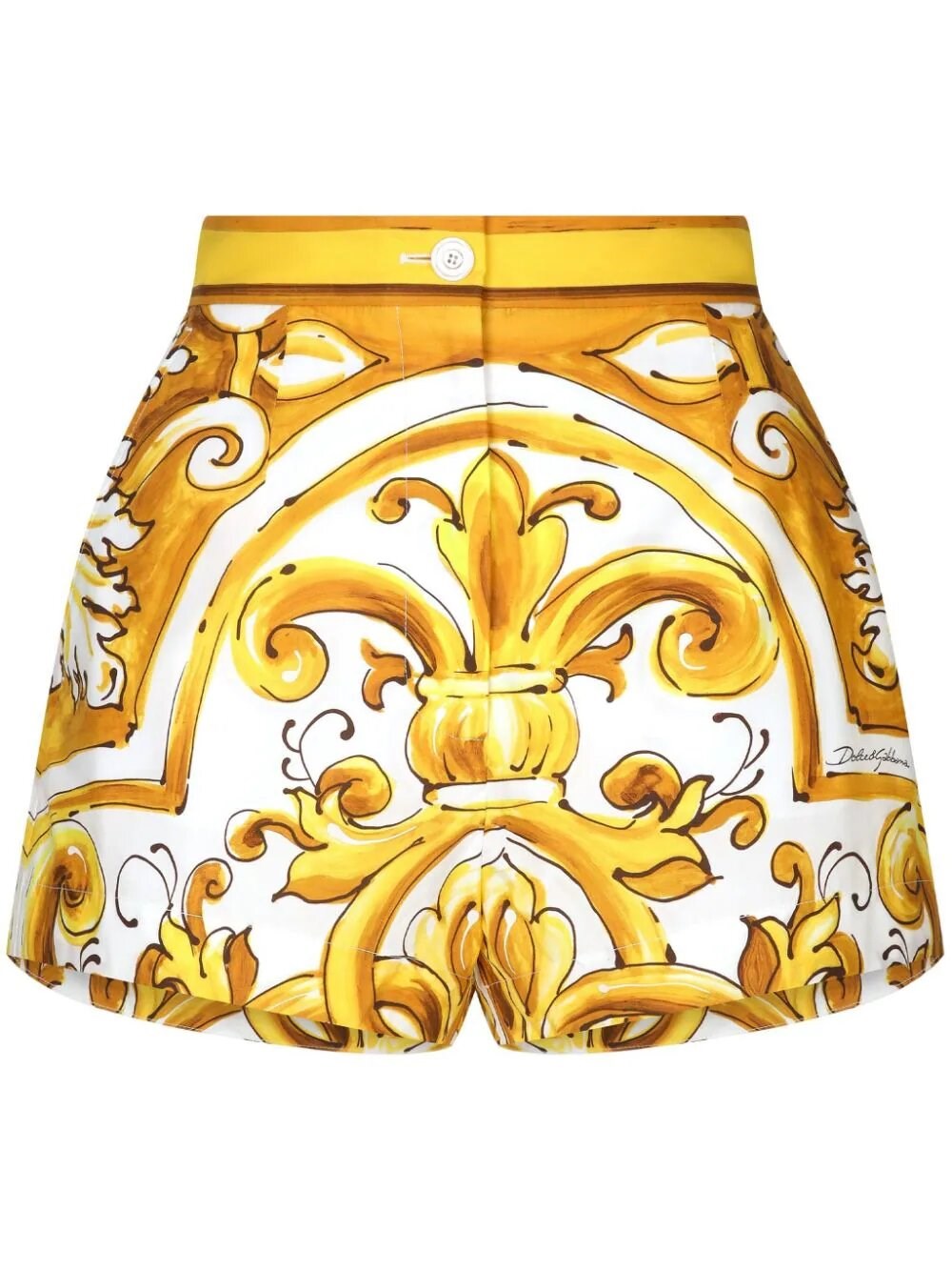 Shop Dolce & Gabbana Majolica Print Shorts In Yellow