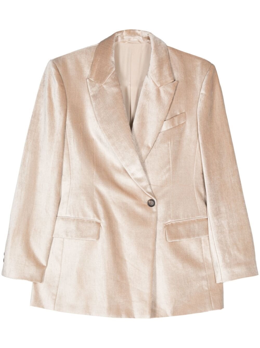 Brunello Cucinelli Monili-detail Velvet Blazer In White