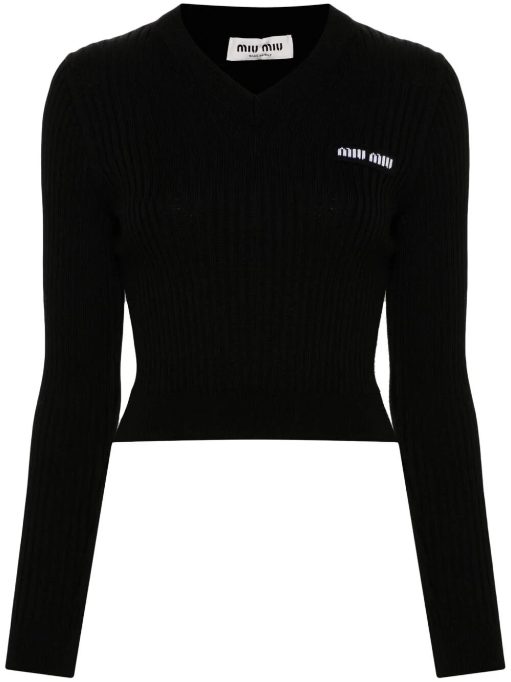 Miu Miu Ribbed Sweater In Black  