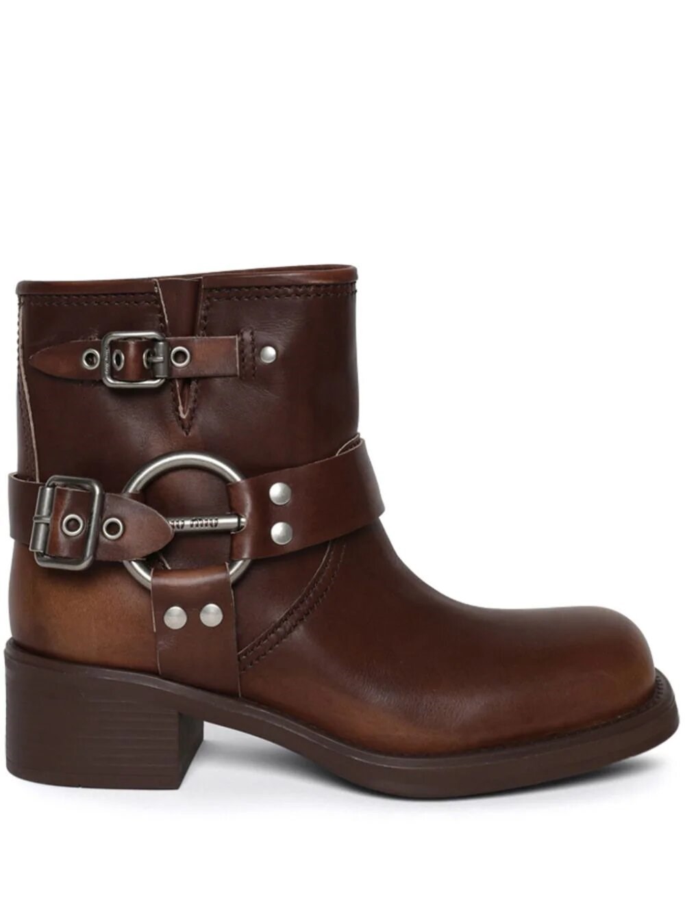Miu Miu Round-head Short Boots In Brown