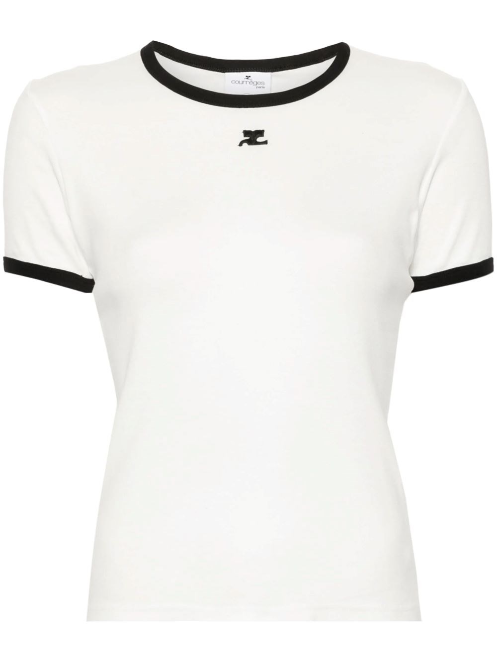 Shop Courrèges Reedition Contrast Tee In White/black