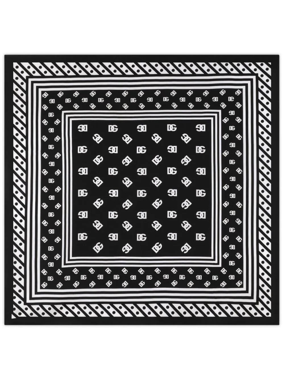 Dolce & Gabbana Logo-print Silk Scarf In White/black