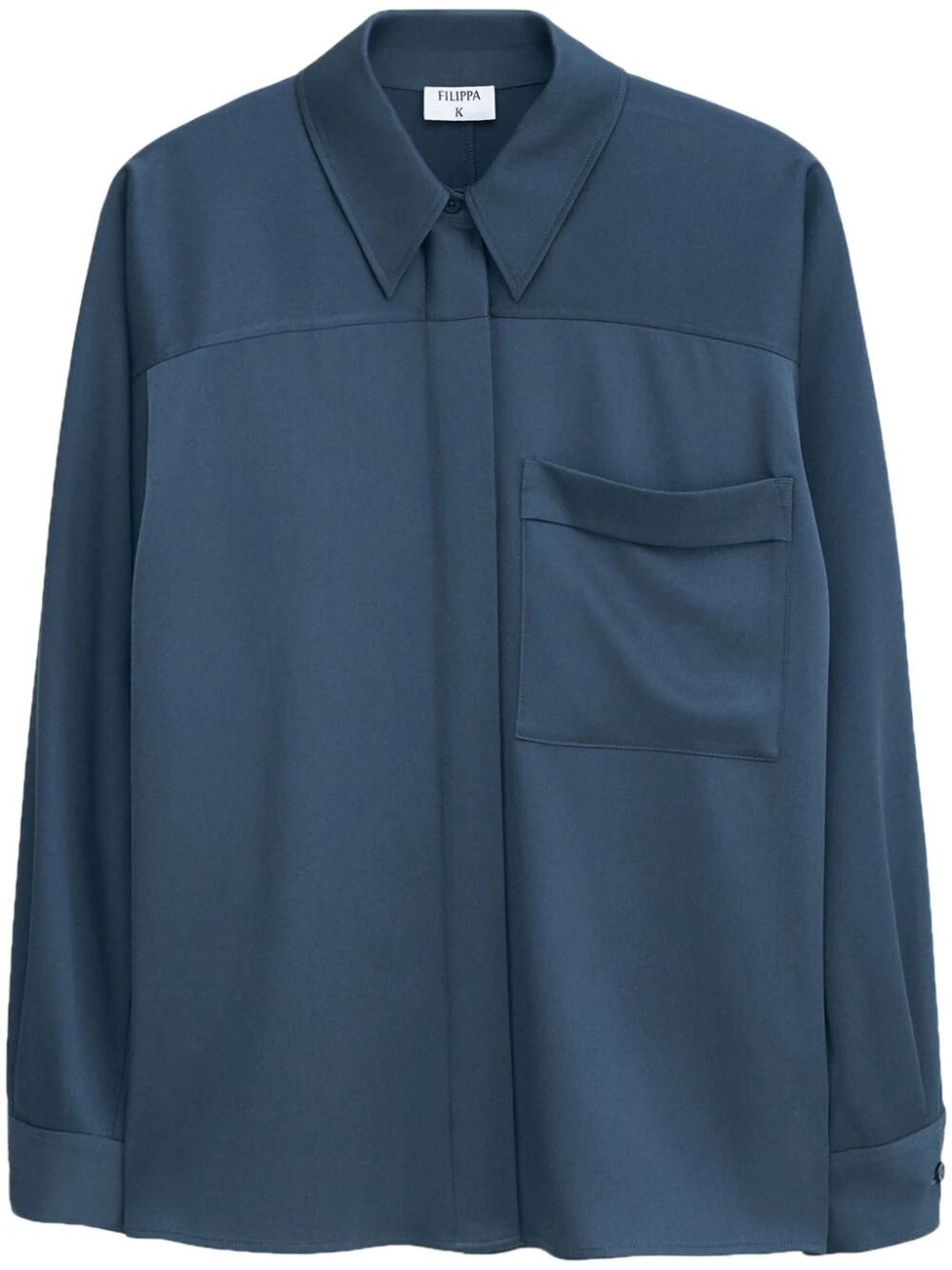 Filippa K Shiny Pocket Blouse In Blue