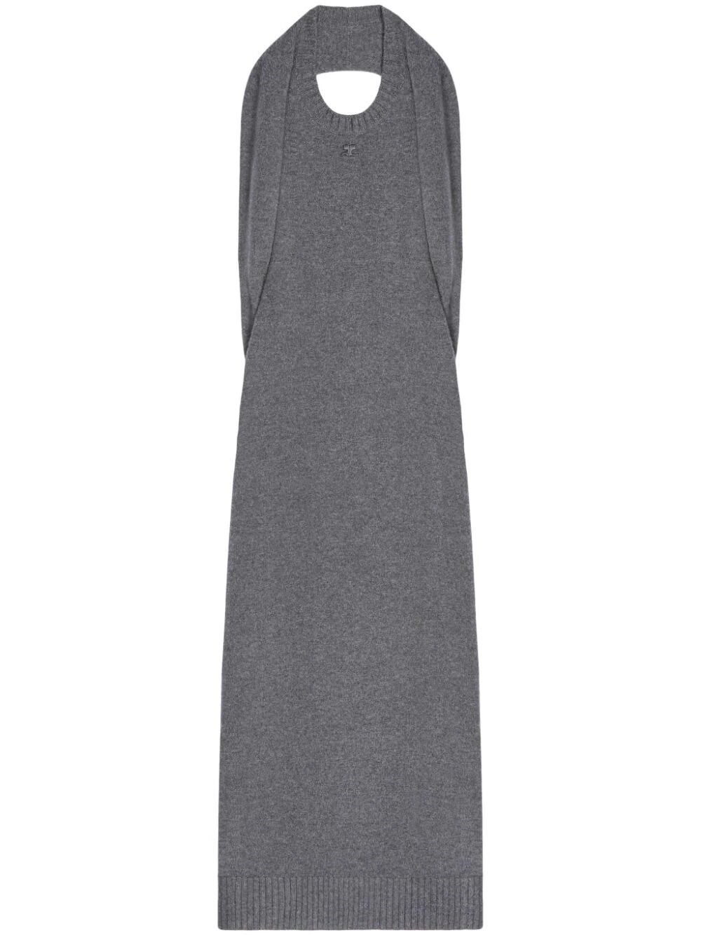 Courrèges Over The Shoulder Draped Midi Dress In Gray