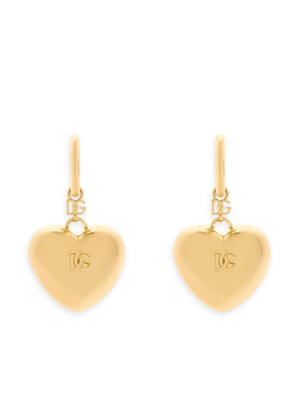 Dolce & Gabbana Dg Logo Heart Drop Earrings In Gold