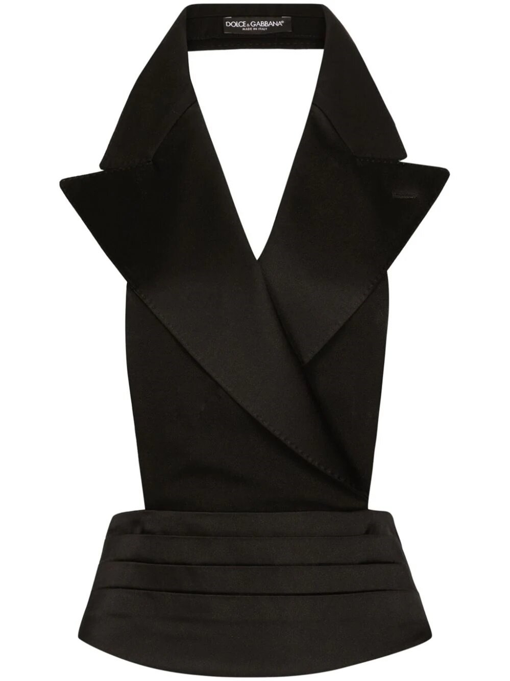 Dolce & Gabbana Black Double-breasted Vest With Rear Cut-out In Silk And Wool Woman In Black