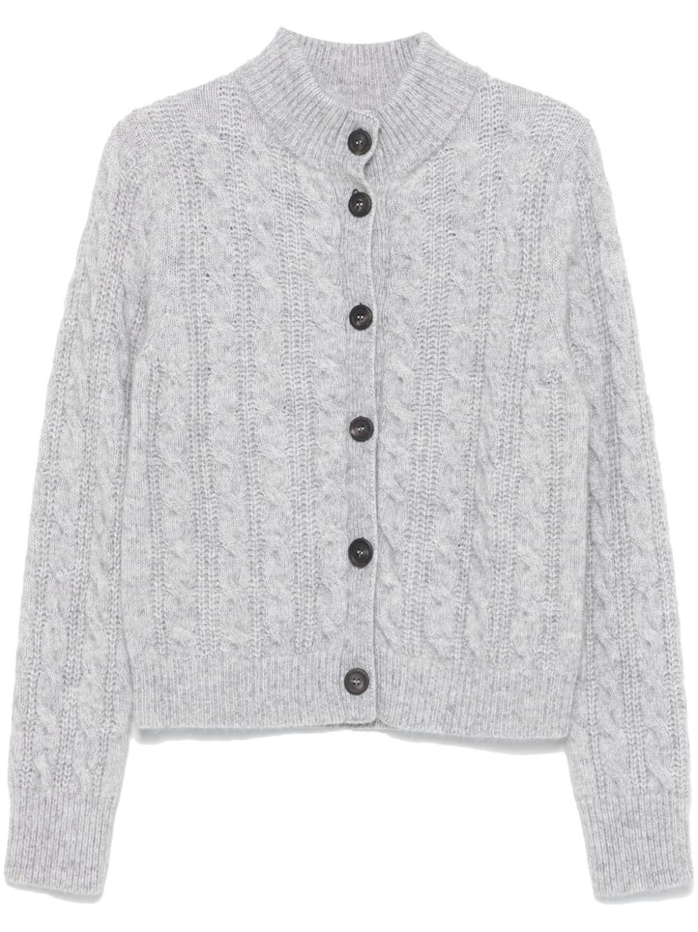 Peserico Cable-knit Cardigan In Gray