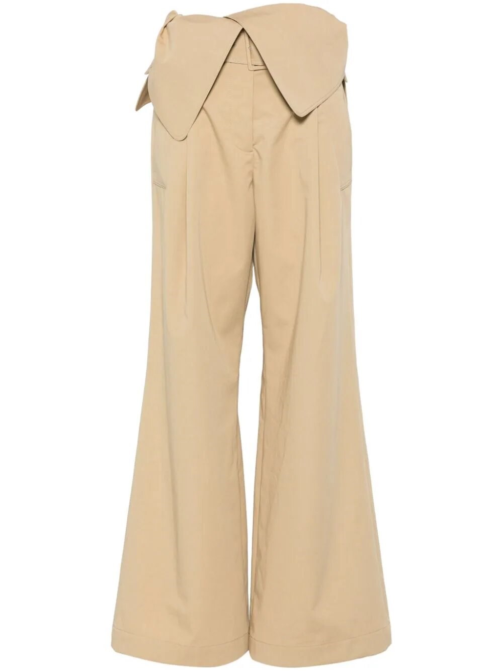 Jw Anderson Beige Fold Over Trench Trousers In Beige