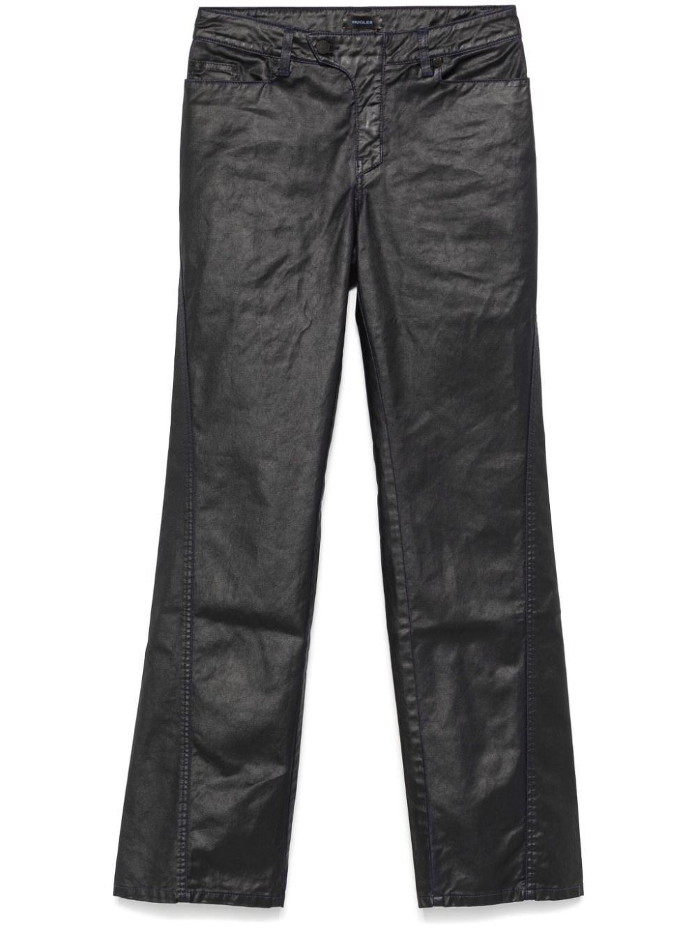 Mugler Women Waxed Straight Leg Pants In Black