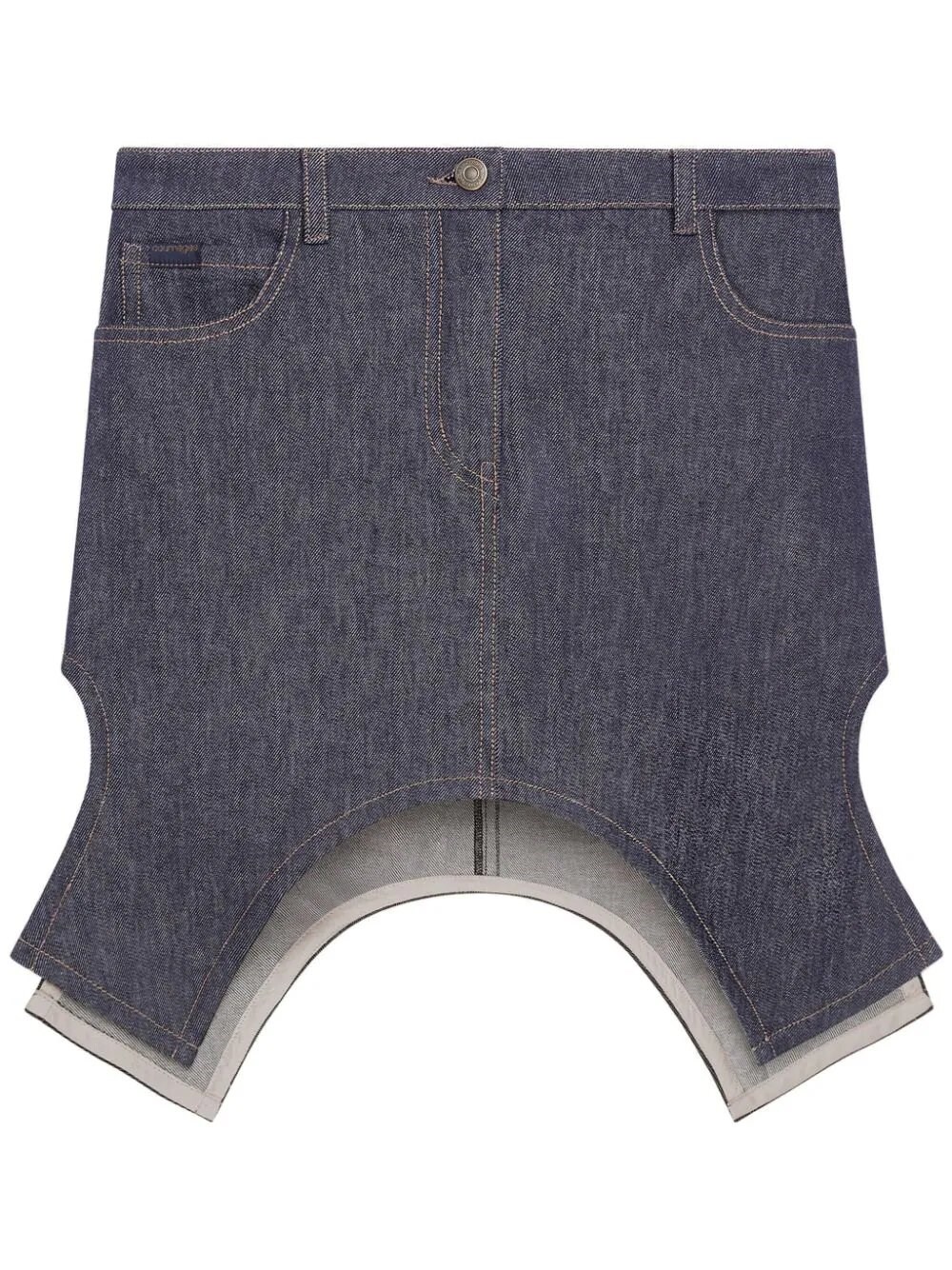 Courrèges Reversed Arch Denim Mini Skirt In Gray