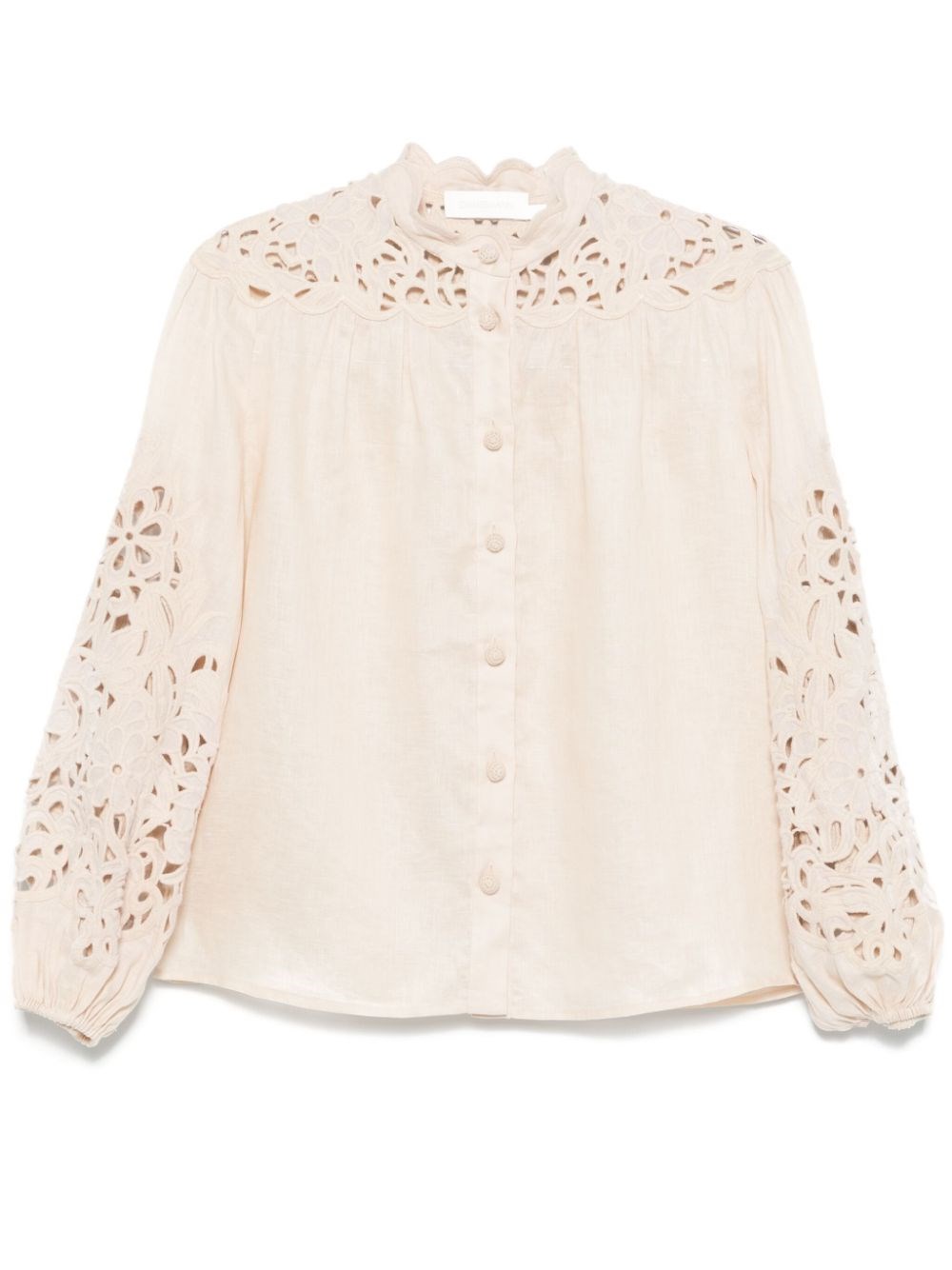 Shop Zimmermann Wylie Embroidered Blouse In Beige