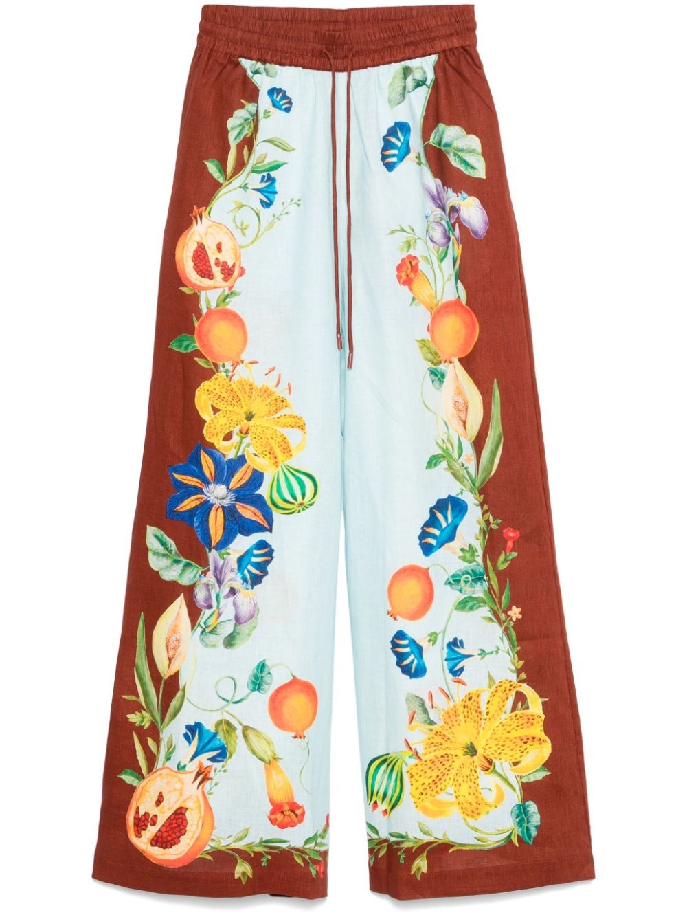 Shop Alemais Dahlia Floral Linen Pant In Light Blue