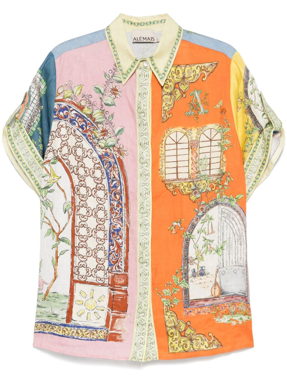 Alemais Multicoloured Colour-block Linen Shirt In Multi