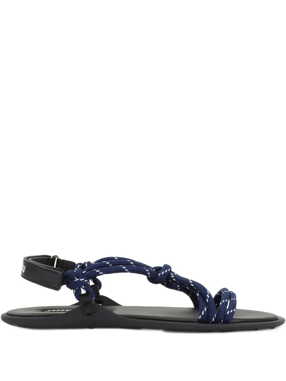 Miu Miu Nastro Cross Rope Grip-strap Sandals In Blue