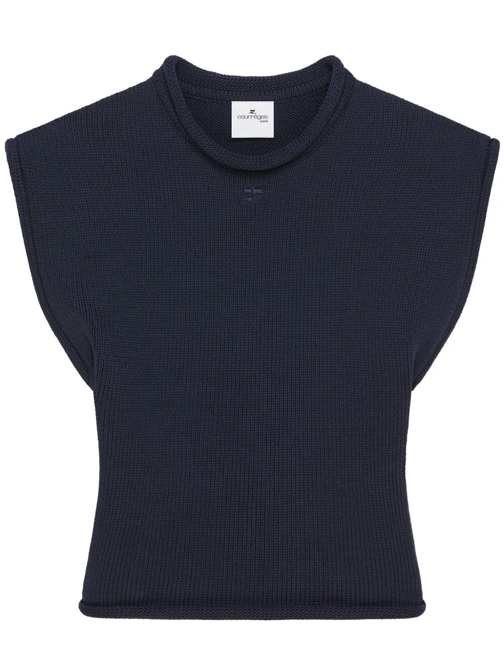 Courrèges Courreges Women Cropped Sleeveles Sweater In Blue