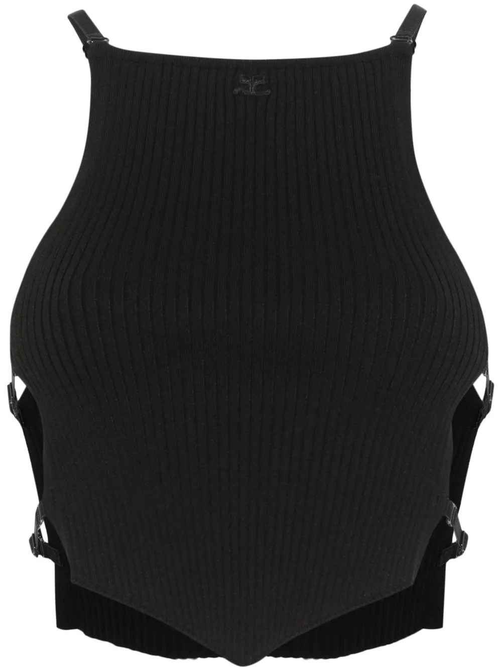 Shop Courrèges Lingerie Detail Pointy Top In Black