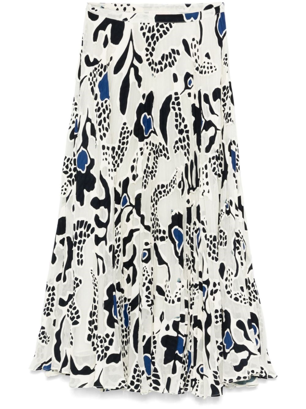 Ulla Johnson Pleated Midi Skirt In White/black