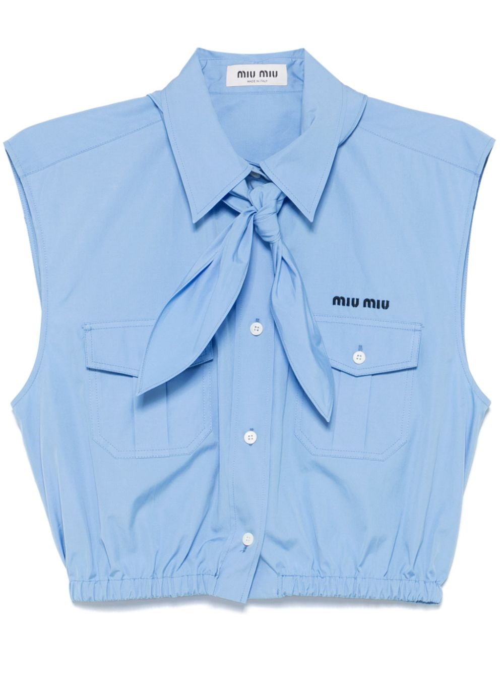 Shop Miu Miu Sleeveless Shirt In Light Blue
