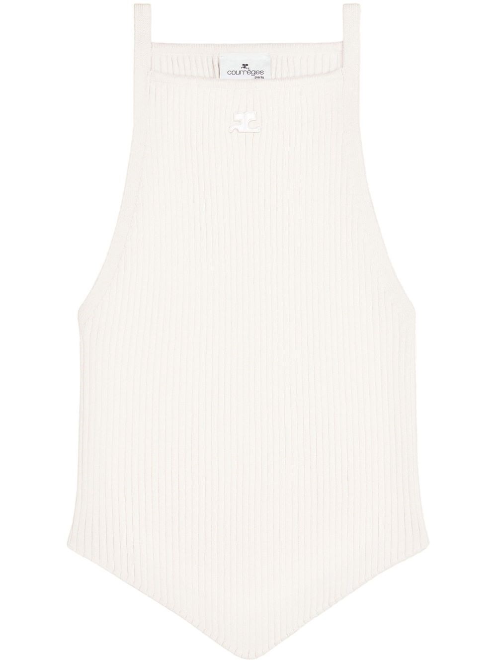 Shop Courrèges Pointy Rib Knit Tank Top In White