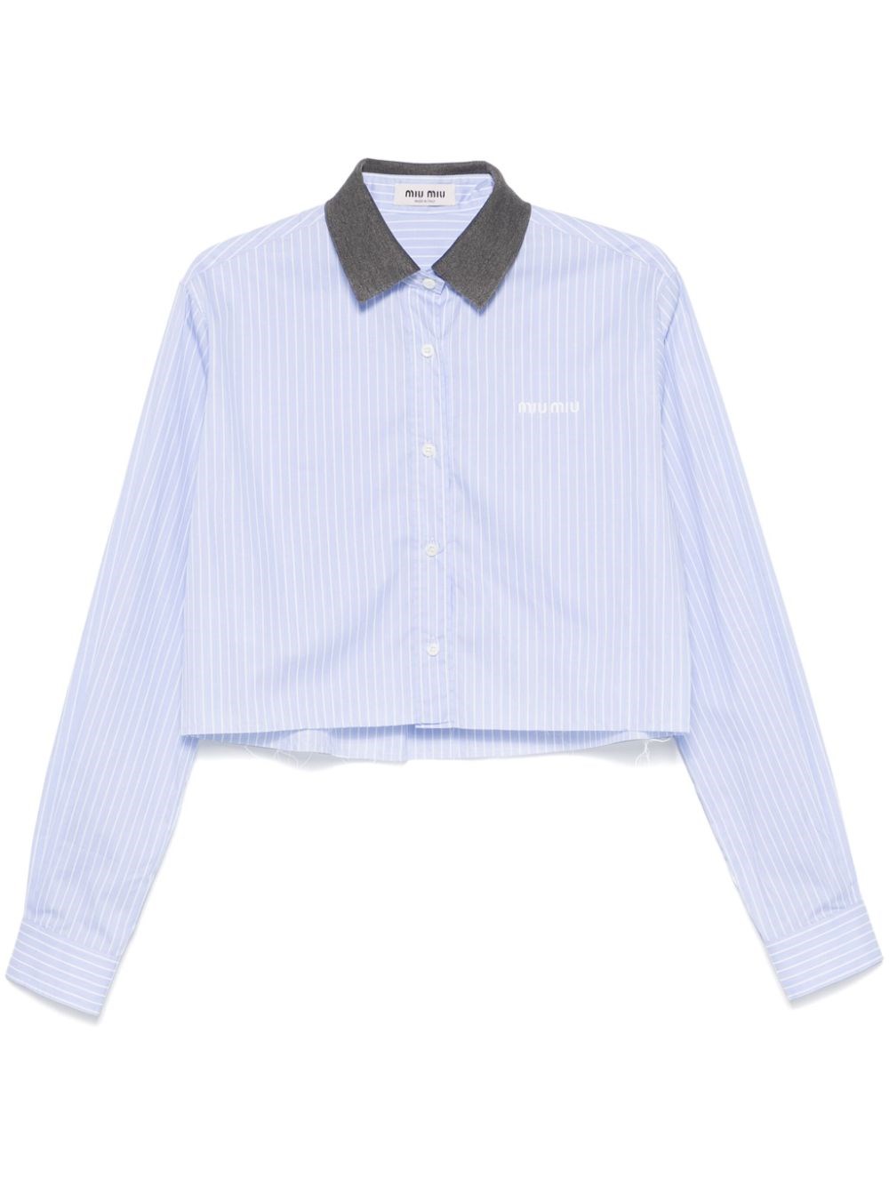 Miu Miu Striped Shirt In Gray