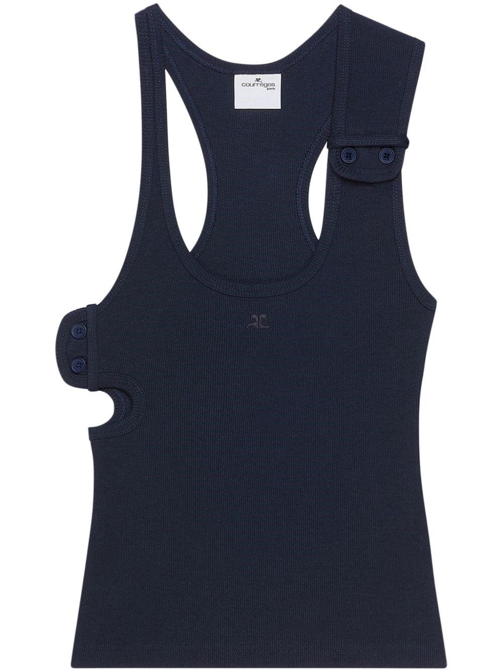 Courrèges Asymmetric Midnight Blue Tank Top In Blue
