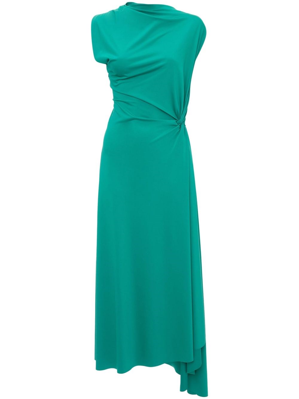 Victoria Beckham Asymmetric Draped Stretch-crepe Midi Dress In Green