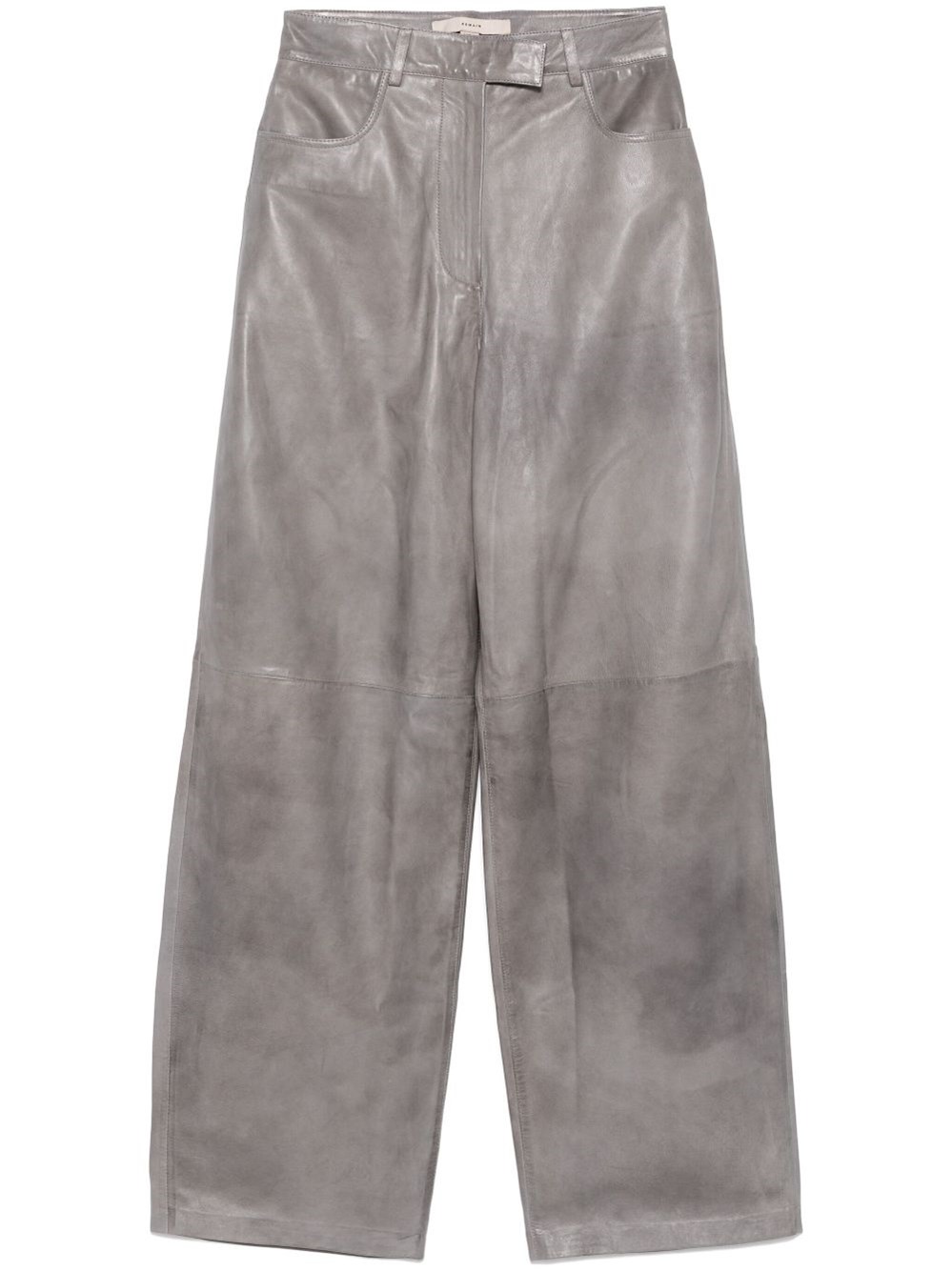 Remain Birger Christensen Belt And Loop Leather Pants In Gray