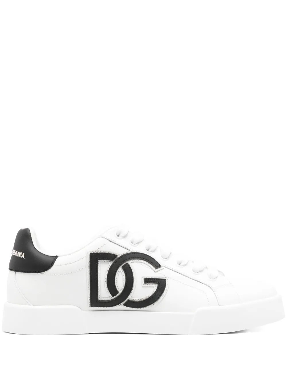 Dolce & Gabbana Lace-up Shoes With Contrasting Heel Tab In White/black