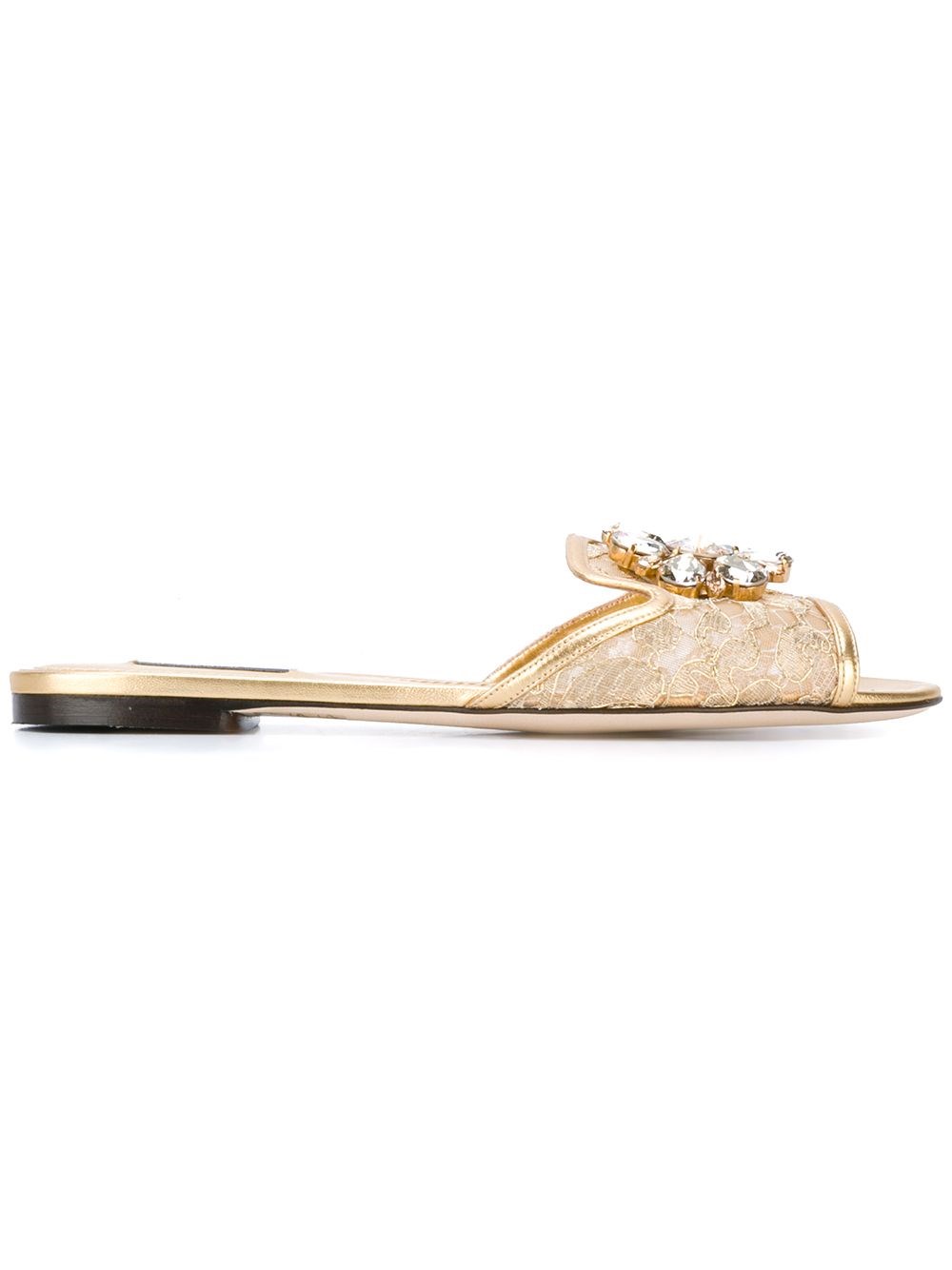 Dolce & Gabbana Bianca Lace Slides In Neutral