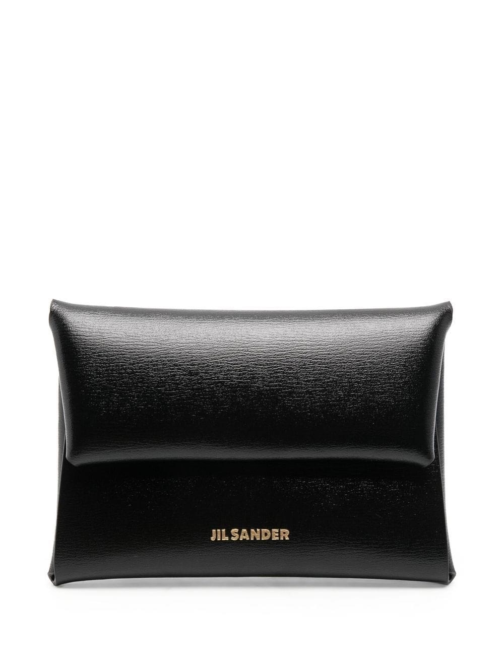 Jil Sander Logo Print Envelope Card Holder In Black