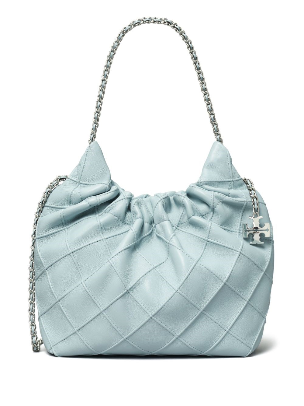 Tory Burch Fleming Mini Leather Hobo Bag In Light Blue