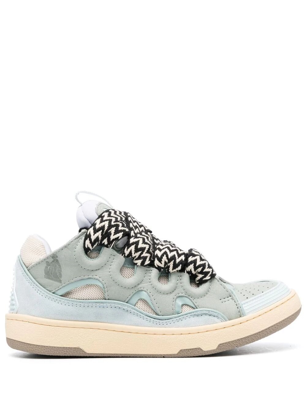 Lanvin Light Blue Leather Curb Sneakers In Light Blue