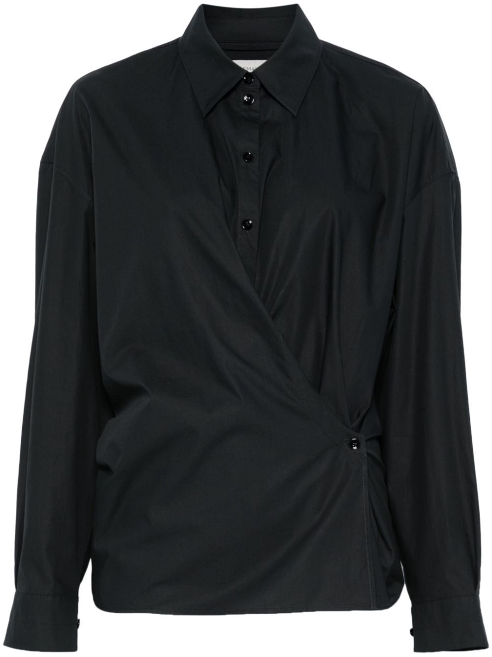 Lemaire Black Straight Collar Twisted Shirt In Black