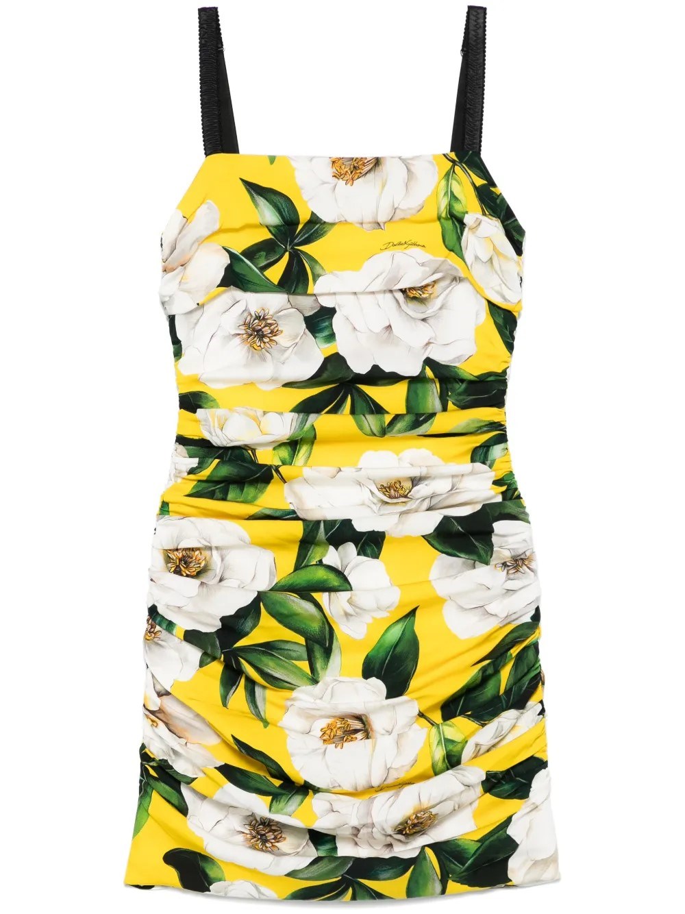 Dolce & Gabbana Drape Dress In Yellow