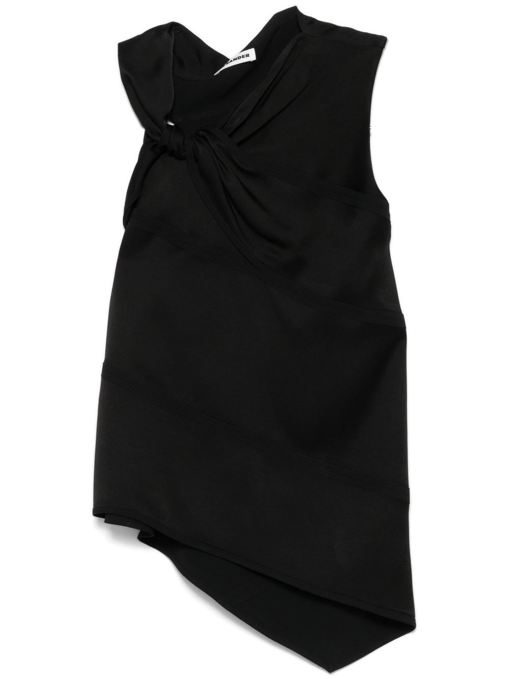 Jil Sander Sm Top Black Asymmetric Gloss With Bow In Black