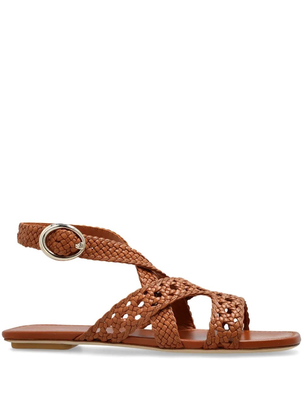 Stuart Weitzman Heel Sandals With Braided Straps And Open Toe In Brown