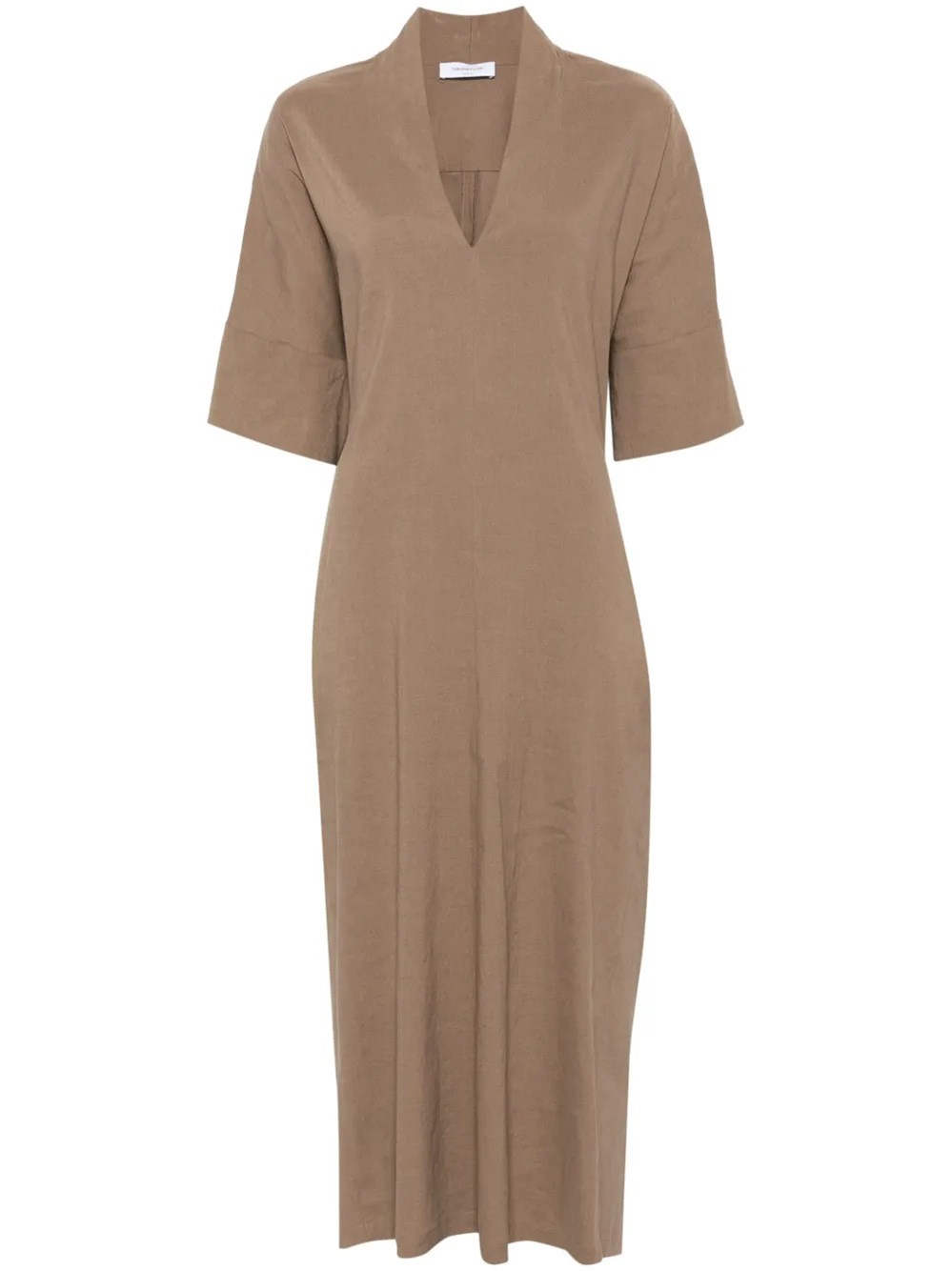 Shop Fabiana Filippi V Neck Drress In Brown