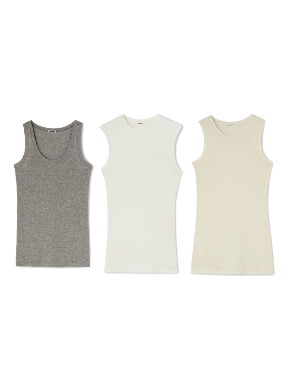 Jil Sander 3 Tank Top Pack In Cotton Woman In Gray