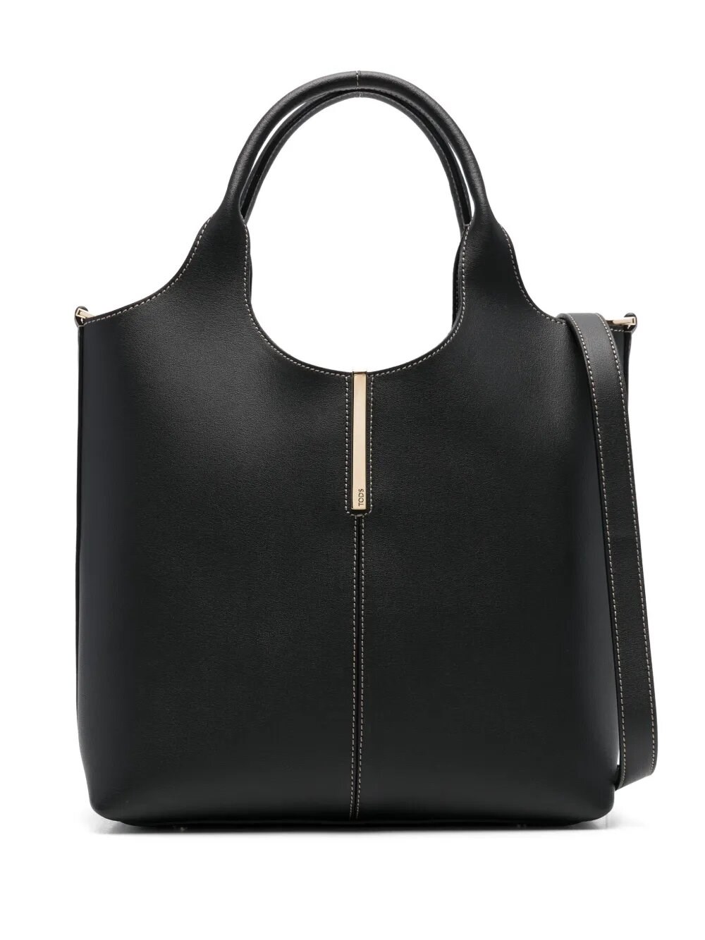Tod's Black Shoulder Bag With Metal Bar With Logo In Leather Woman In Black