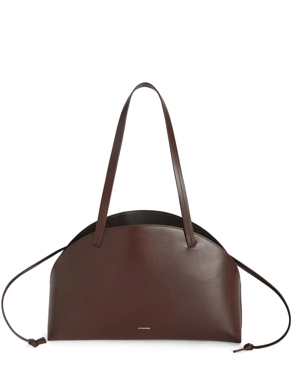 Jil Sander Chocolate Leather Medium Curve Shoulder Bag In Brown