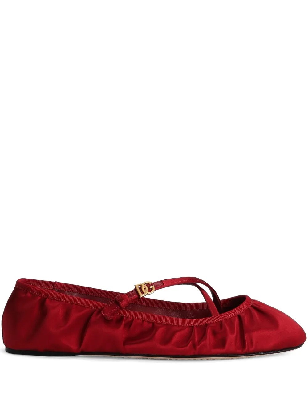 Dolce & Gabbana Ballerinas Satin Leather Sole In Red