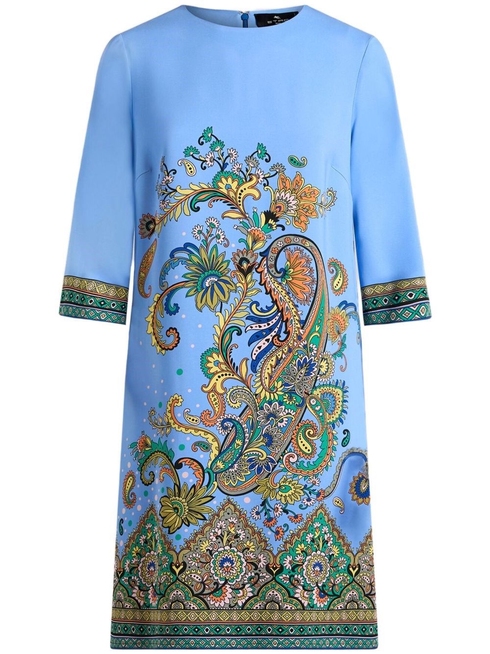 Shop Etro Printed Dress In Light Blue
